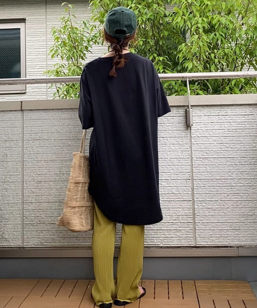 Fizz（フィズ）の「【Fizz/フィズ】　胸ポケット付きラウンドヘムビッグTシャツ（Tシャツ/カットソー・レディース・ブラック/アイボリー/ブルー/モカ/グリーン・L/M）」の20枚目の写真