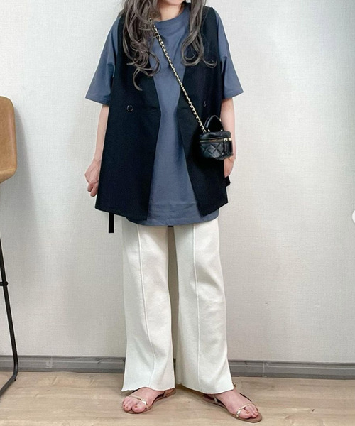 Fizz（フィズ）の「【Fizz/フィズ】　胸ポケット付きラウンドヘムビッグTシャツ（Tシャツ/カットソー・レディース・ブラック/アイボリー/ブルー/モカ/グリーン・L/M）」の22枚目の写真