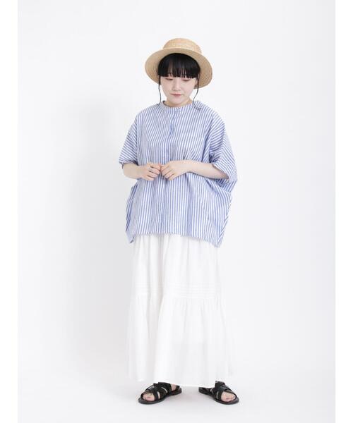 Samansa Mos2（サマンサ モスモス）の「【クールコットン】柄アソート袖タッククルーネックブラウス（シャツ/ブラウス・レディース・ブルー/チャコールグレー/オフホワイト/ベージュ・F）」の10枚目の写真