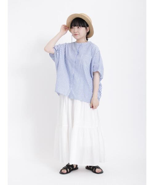 Samansa Mos2（サマンサ モスモス）の「【クールコットン】柄アソート袖タッククルーネックブラウス（シャツ/ブラウス・レディース・ブルー/チャコールグレー/オフホワイト/ベージュ・F）」の11枚目の写真