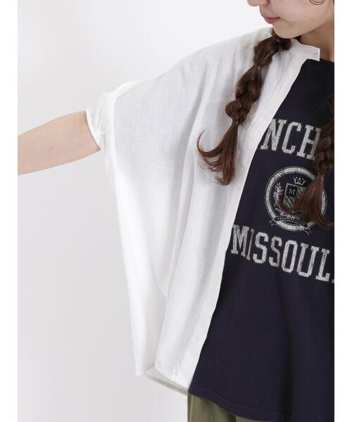 Samansa Mos2（サマンサ モスモス）の「【クールコットン】柄アソート袖タッククルーネックブラウス（シャツ/ブラウス・レディース・ブルー/チャコールグレー/オフホワイト/ベージュ・F）」の13枚目の写真