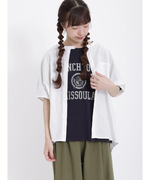 Samansa Mos2（サマンサ モスモス）の「【クールコットン】柄アソート袖タッククルーネックブラウス（シャツ/ブラウス・レディース・ブルー/チャコールグレー/オフホワイト/ベージュ・F）」の15枚目の写真