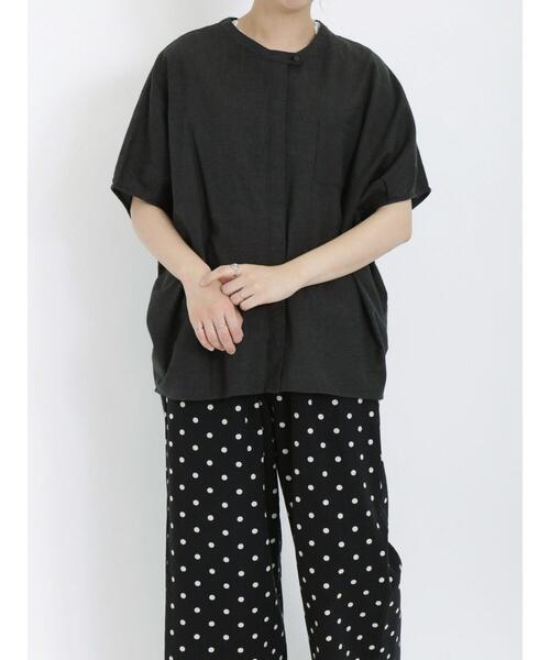 Samansa Mos2（サマンサ モスモス）の「【クールコットン】柄アソート袖タッククルーネックブラウス（シャツ/ブラウス・レディース・ブルー/チャコールグレー/オフホワイト/ベージュ・F）」の20枚目の写真