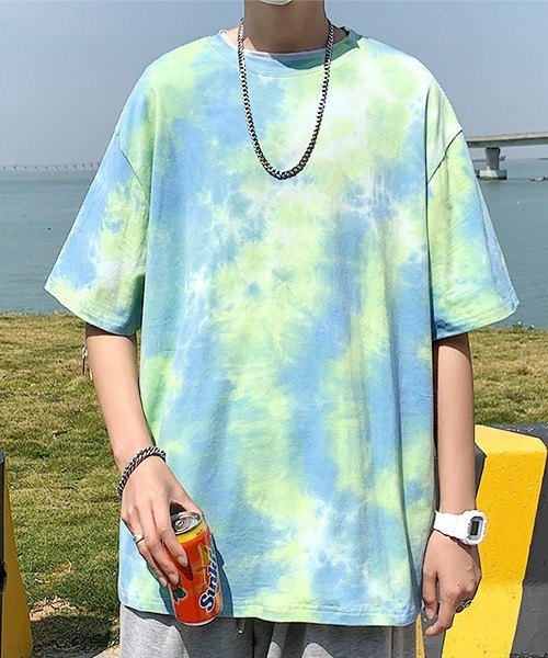 SEN TOKYO(セントーキョー)の「他と差がつくタイダイ染め。ビッグシルエットクルーネックTシャツ(Tシャツ/カットソー・メンズ・グリーン/パープル/ホワイト・M/L/XL)」の2枚目の写真