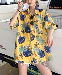 【ウンガロ】ブラウス シルク 100% 上品 総柄 花柄 黄色 イエロー 11R ウンガロ】ブラウス シルク 100% 上品 総柄 花柄 黄色 イエロー