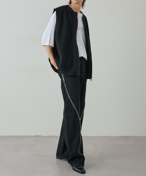 COLONY 2139（コロニートゥーワンスリーナイン）の「フルジップニットベスト（ベスト・メンズ・ブラック/グレイッシュベージュ・MEDIUM/LARGE）」の19枚目の写真