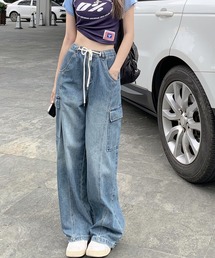 meJane | サイドポケットワイドデニムカーゴパンツ(デニムパンツ)