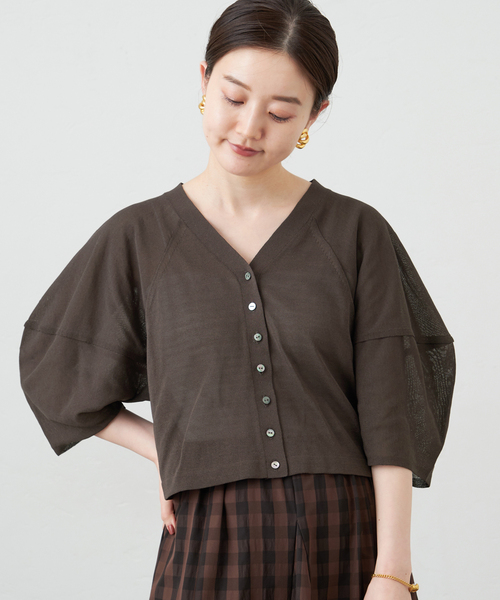 IENA（イエナ）の「シアーフォルムスリーブカーディガン（ニット