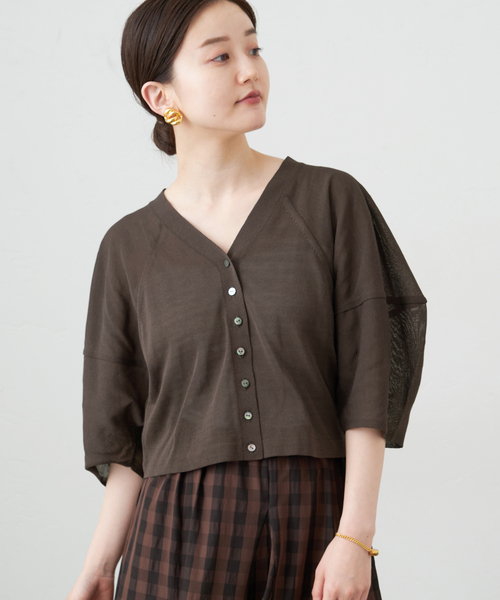 IENA（イエナ）の「シアーフォルムスリーブカーディガン（ニット