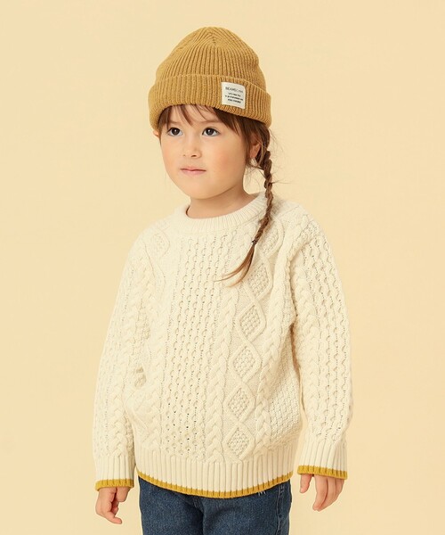 BEAMS mini（ビームスミニ）の「BEAMS mini / ケーブル ニット プルオーバー 23FW（90～150cm）（ニット/セーター・キッズ・グリーン/ネイビー/テラコッタ/ナチュラル・120/150/100/110/130/90/140）」の6枚目の写真
