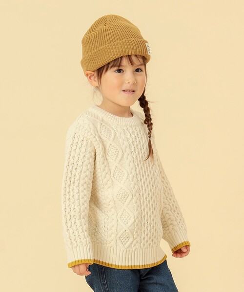 BEAMS mini（ビームスミニ）の「BEAMS mini / ケーブル ニット プルオーバー 23FW（90～150cm）（ニット/セーター・キッズ・グリーン/ネイビー/テラコッタ/ナチュラル・120/150/100/110/130/90/140）」の7枚目の写真
