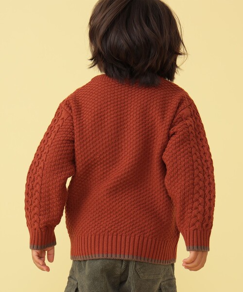 BEAMS mini（ビームスミニ）の「BEAMS mini / ケーブル ニット プルオーバー 23FW（90～150cm）（ニット/セーター・キッズ・グリーン/ネイビー/テラコッタ/ナチュラル・120/150/100/110/130/90/140）」の14枚目の写真
