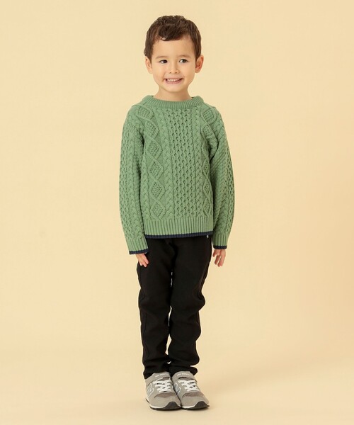 BEAMS mini（ビームスミニ）の「BEAMS mini / ケーブル ニット プルオーバー 23FW（90～150cm）（ニット/セーター・キッズ・グリーン/ネイビー/テラコッタ/ナチュラル・120/150/100/110/130/90/140）」の16枚目の写真