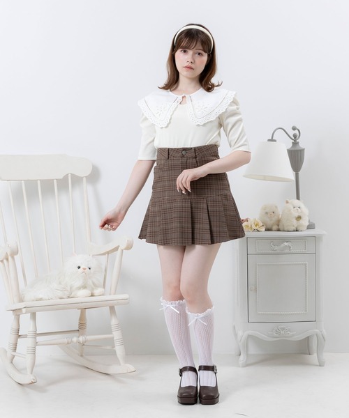 DearMyLoveRose（ディアマイラブローズ）の「レース付け襟セットパワショルカットソー（Tシャツ/カットソー・レディース・ホワイト/オフホワイト/ベビーピンク/クリアブラック/ブラック・MEDIUM/XX-LARGE/LARGE/X-LARGE）」の8枚目の写真