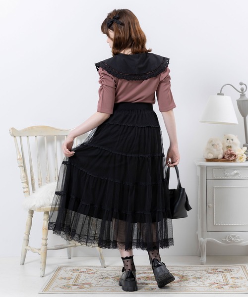 DearMyLoveRose（ディアマイラブローズ）の「レース付け襟セットパワショルカットソー（Tシャツ/カットソー・レディース・ホワイト/オフホワイト/ベビーピンク/クリアブラック/ブラック・MEDIUM/XX-LARGE/LARGE/X-LARGE）」の15枚目の写真