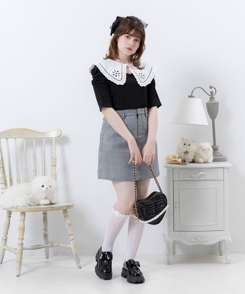 DearMyLoveRose（ディアマイラブローズ）の「レース付け襟セットパワショルカットソー（Tシャツ/カットソー・レディース・ホワイト/オフホワイト/ベビーピンク/クリアブラック/ブラック・MEDIUM/XX-LARGE/LARGE/X-LARGE）」の16枚目の写真