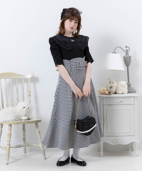 DearMyLoveRose（ディアマイラブローズ）の「レース付け襟セットパワショルカットソー（Tシャツ/カットソー・レディース・ホワイト/オフホワイト/ベビーピンク/クリアブラック/ブラック・MEDIUM/XX-LARGE/LARGE/X-LARGE）」の10枚目の写真