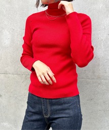 袖ボタンリブハイネックプルオーバー