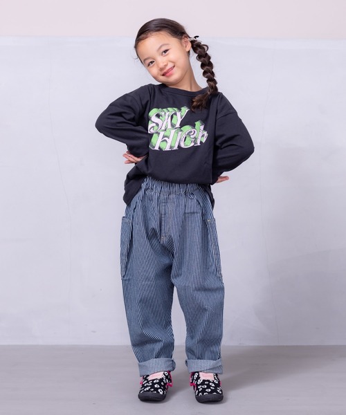 Life Support Products（ライフサポートプロダクツ）の「【COTTON from U.S.A】ビッグポケットデニムパンツ（80～150cm）（デニムパンツ・キッズ・ネイビー/キナリ/ストライプ・100/110/120/130/140/150/80/90/95）」の4枚目の写真