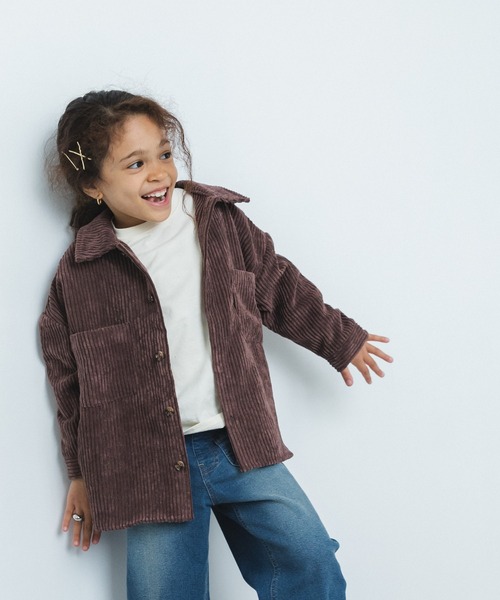 pairmanon（ペアマノン）の「コーデュロイ 長袖 ベーシック シャツ（シャツ/ブラウス・キッズ・グレー/ネイビー/ベージュ/カーキ/ブラウン・110/100/150/140/120/130/90）」の3枚目の写真