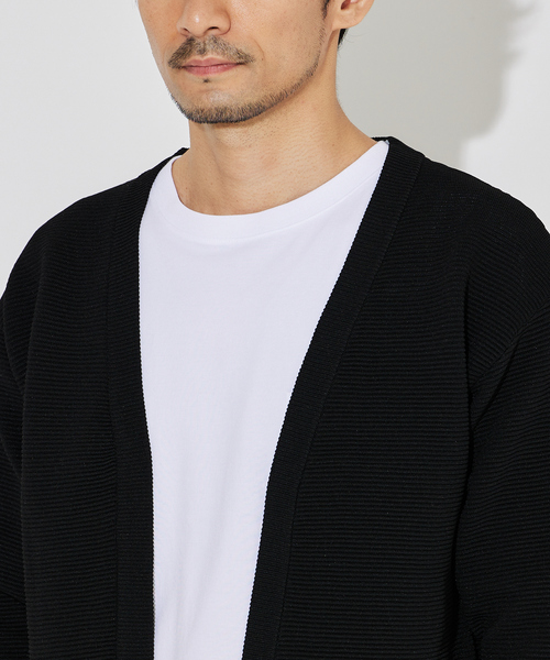 ABAHOUSE GRAY（アバハウスグレイ）の「【ウォッシャブル】リップルボーダー ボタンレス ニット カーディガン（カーディガン/ボレロ・メンズ・グレイッシュベージュ/グリーン/ネイビー/ブラック・46/48）」の22枚目の写真