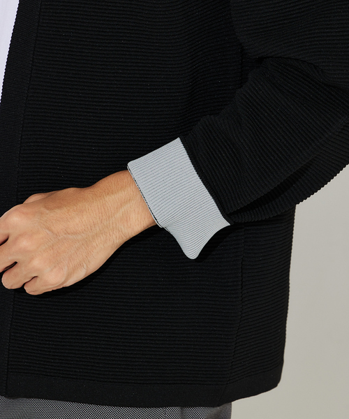 ABAHOUSE GRAY（アバハウスグレイ）の「【ウォッシャブル】リップルボーダー ボタンレス ニット カーディガン（カーディガン/ボレロ・メンズ・グレイッシュベージュ/グリーン/ネイビー/ブラック・46/48）」の20枚目の写真