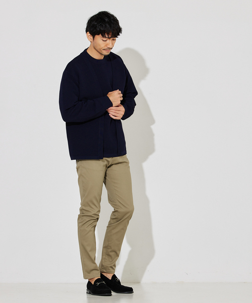 ABAHOUSE GRAY（アバハウスグレイ）の「【ウォッシャブル】リップルボーダー ボタンレス ニット カーディガン（カーディガン/ボレロ・メンズ・グレイッシュベージュ/グリーン/ネイビー/ブラック・46/48）」の7枚目の写真