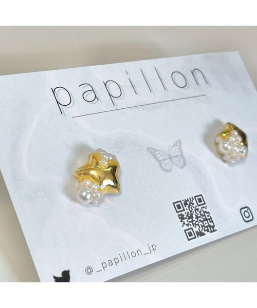 tone（トーン）の「【papillon】星パールピアス(MA)（ピアス（両耳用）・レディース・ゴールド・FREE）」の2枚目の写真
