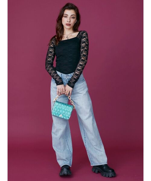 EVRIS(エヴリス)の「【パッド付】バックオープンレーストップス(Tシャツ/カットソー・レディース・ブラック/オレンジ・FREE)」の7枚目の写真
