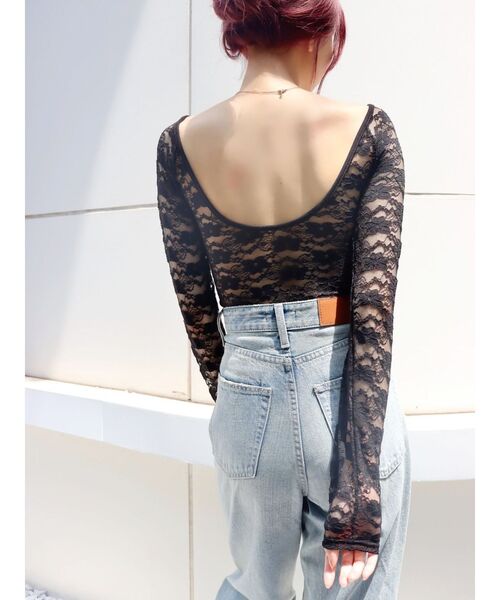 EVRIS(エヴリス)の「【パッド付】バックオープンレーストップス(Tシャツ/カットソー・レディース・ブラック/オレンジ・FREE)」の13枚目の写真