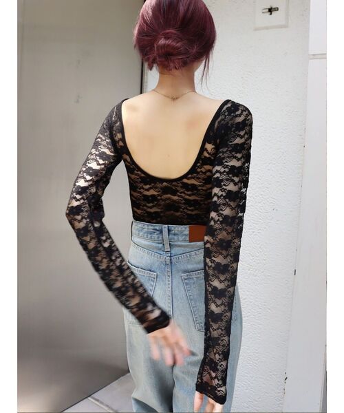 EVRIS(エヴリス)の「【パッド付】バックオープンレーストップス(Tシャツ/カットソー・レディース・ブラック/オレンジ・FREE)」の14枚目の写真