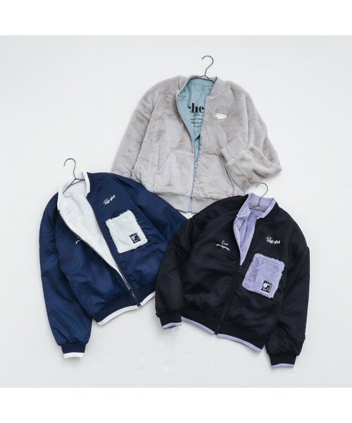 algy（アルジー）の「エコファーリバーシブルロゴブルゾン（ブルゾン・キッズ・ミント/ネイビー/ブラック・MEDIUM/SMALL/X-SMALL/XX-SMALL）」の6枚目の写真