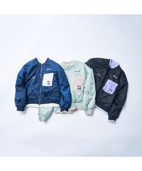 algy（アルジー）の「エコファーリバーシブルロゴブルゾン（ブルゾン・キッズ・ミント/ネイビー/ブラック・MEDIUM/SMALL/X-SMALL/XX-SMALL）」の7枚目の写真