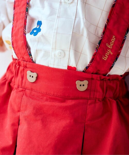 /アプレレクール tiny bear サスペンダー付きスカートシャツ2点セットA 2点セット tiny bear サスペンダー付きスカート 2柄シャツ