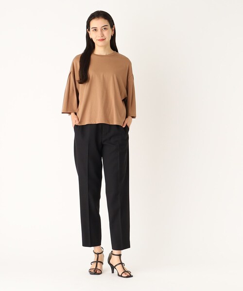 OPAQUE.CLIP（オペークドットクリップ）の「◆ストレッチテーパードパンツ【洗濯機洗い可/防シワ加工/吸水速乾】（その他パンツ・レディース・ブラック/サンドベージュ/ダークブラウン・36/38/42/40）」の4枚目の写真