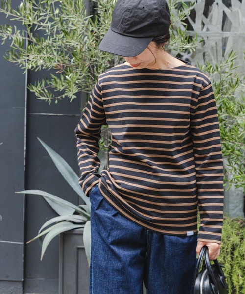 FORK&SPOON（フォークアンドスプーン）の「FORK&SPOON　ボートネックボーダー（Tシャツ/カットソー・レディース・チャコールグレー/ブラック系その他/ブラウン系その他/ネイビー・1/2）」の2枚目の写真