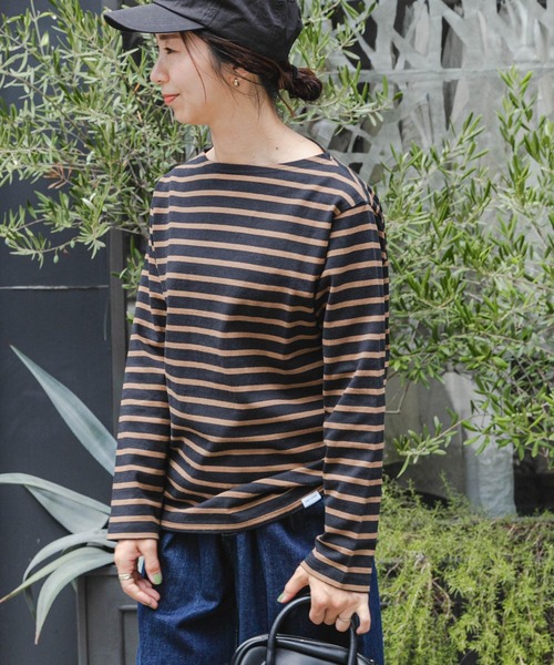FORK&SPOON（フォークアンドスプーン）の「FORK&SPOON　ボートネックボーダー（Tシャツ/カットソー・レディース・チャコールグレー/ブラック系その他/ブラウン系その他/ネイビー・1/2）」の22枚目の写真