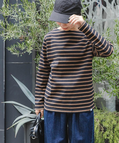 FORK&SPOON（フォークアンドスプーン）の「FORK&SPOON　ボートネックボーダー（Tシャツ/カットソー・レディース・チャコールグレー/ブラック系その他/ブラウン系その他/ネイビー・1/2）」の21枚目の写真