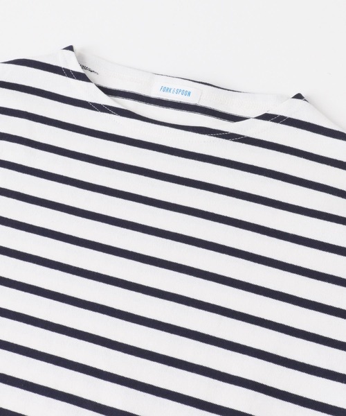 FORK&SPOON（フォークアンドスプーン）の「FORK&SPOON　ボートネックボーダー（Tシャツ/カットソー・レディース・チャコールグレー/ブラック系その他/ブラウン系その他/ネイビー・1/2）」の6枚目の写真