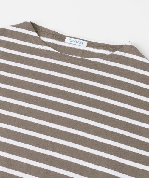 FORK&SPOON（フォークアンドスプーン）の「FORK&SPOON　ボートネックボーダー（Tシャツ/カットソー・レディース・チャコールグレー/ブラック系その他/ブラウン系その他/ネイビー・1/2）」の7枚目の写真