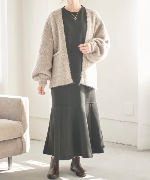 mil(ミル)の「【150㎝前後の小柄さんサイズ】ダンボール裾切替えワンピース【着心地バツグン】(ワンピース・レディース・ブラウン/ブラック/グレイッシュベージュ・XS/XXS/S)」の9枚目の写真