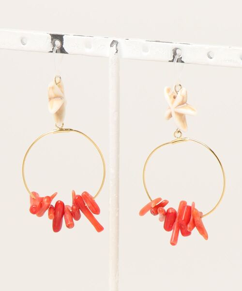 tone（トーン）の「【Astyle】starfish×珊瑚フープ樹脂ピアス(MA)（ピアス（両耳用）・レディース・ゴールド・FREE）」の5枚目の写真
