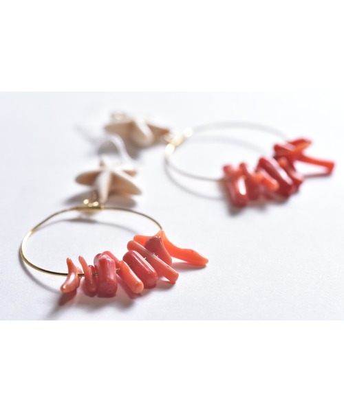 tone（トーン）の「【Astyle】starfish×珊瑚フープ樹脂ピアス(MA)（ピアス（両耳用）・レディース・ゴールド・FREE）」の2枚目の写真
