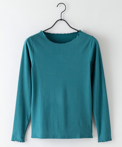 fort point(フォーポイント)の「【FORT POINT/フォートポイント】メロークルーネックロンT 首元フリル(Tシャツ/カットソー・レディース・ブラック/ピンク/イエロー/ブルー/グリーン/アイボリー・MEDIUM)」の9枚目の写真