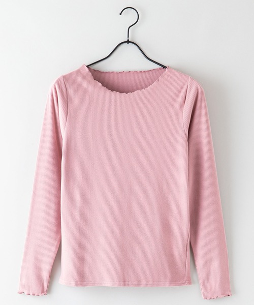 fort point(フォーポイント)の「【FORT POINT/フォートポイント】メロークルーネックロンT 首元フリル(Tシャツ/カットソー・レディース・ブラック/ピンク/イエロー/ブルー/グリーン/アイボリー・MEDIUM)」の12枚目の写真