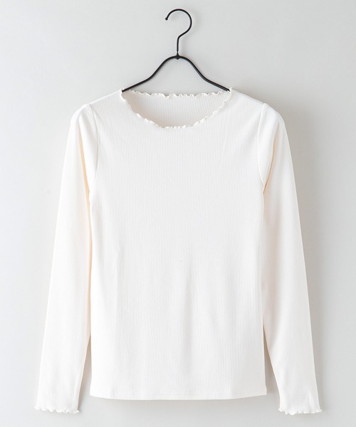 fort point(フォーポイント)の「【FORT POINT/フォートポイント】メロークルーネックロンT 首元フリル(Tシャツ/カットソー・レディース・ブラック/ピンク/イエロー/ブルー/グリーン/アイボリー・MEDIUM)」の8枚目の写真