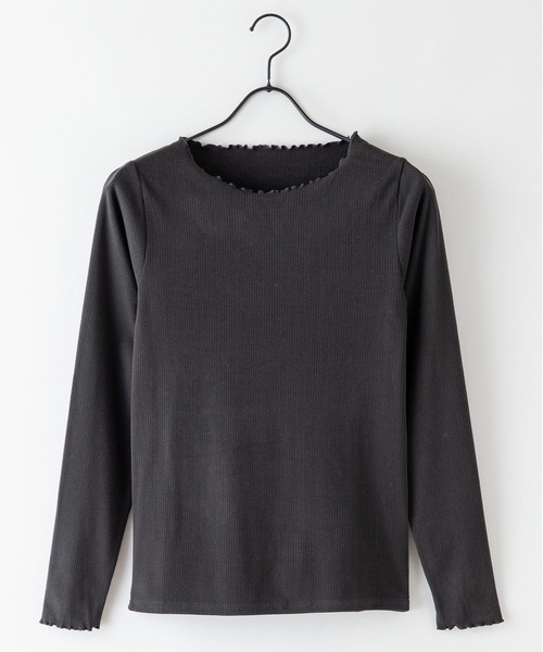 fort point(フォーポイント)の「【FORT POINT/フォートポイント】メロークルーネックロンT 首元フリル(Tシャツ/カットソー・レディース・ブラック/ピンク/イエロー/ブルー/グリーン/アイボリー・MEDIUM)」の7枚目の写真