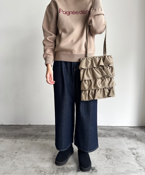 SPRUCE（スプルース）の「EM:SPRUCE フリル　ナイロン　軽量 150g　縦長トートバッグ　旅行バッグ（トートバッグ・レディース・ベージュ/ブルー/ブラック・FREE）」の12枚目の写真