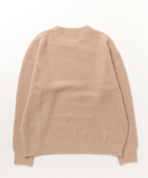 メゾンキツネ ニットXSベージュ BOLD FOX HEAD 新品タグ付き セール】BOLD FOX HEAD LEATHER PATCH BEANIE（ニットキャップ