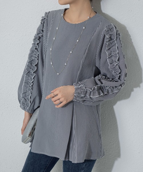 MAISON DE THERESE(メゾン ド テレーズ)の「パフスリーブ長袖ブラウス(シャツ/ブラウス・レディース・ブラック/ホワイト/A・FREE)」の3枚目の写真